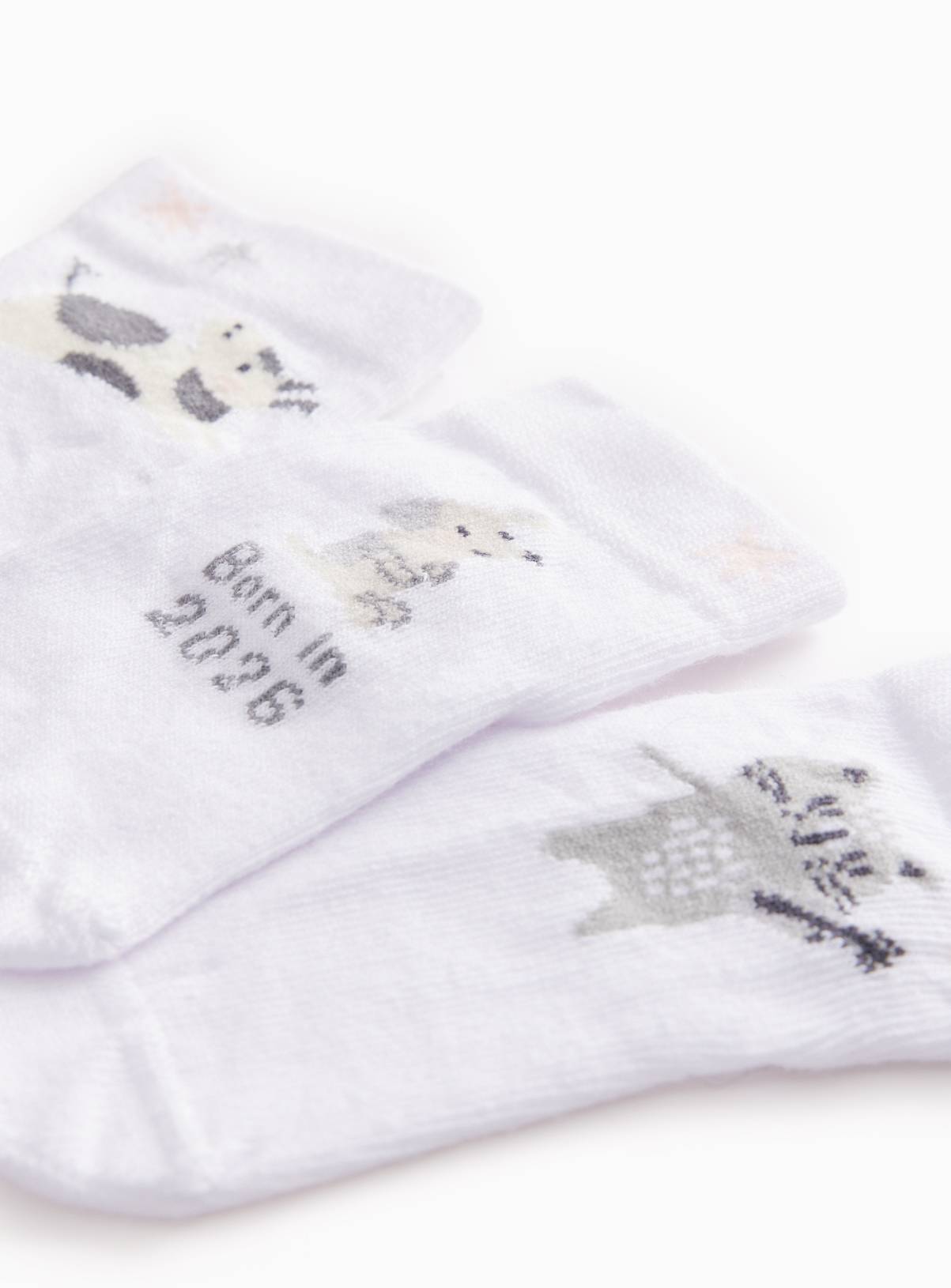 Born In 2026 Design Socks 3 Pack 6-12 months - Image 2